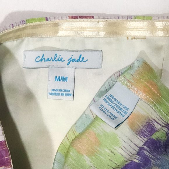 Charlie Jade Womens Size M Multicolored Strapless Pockets Silk Mini Dress - Picture 6 of 7